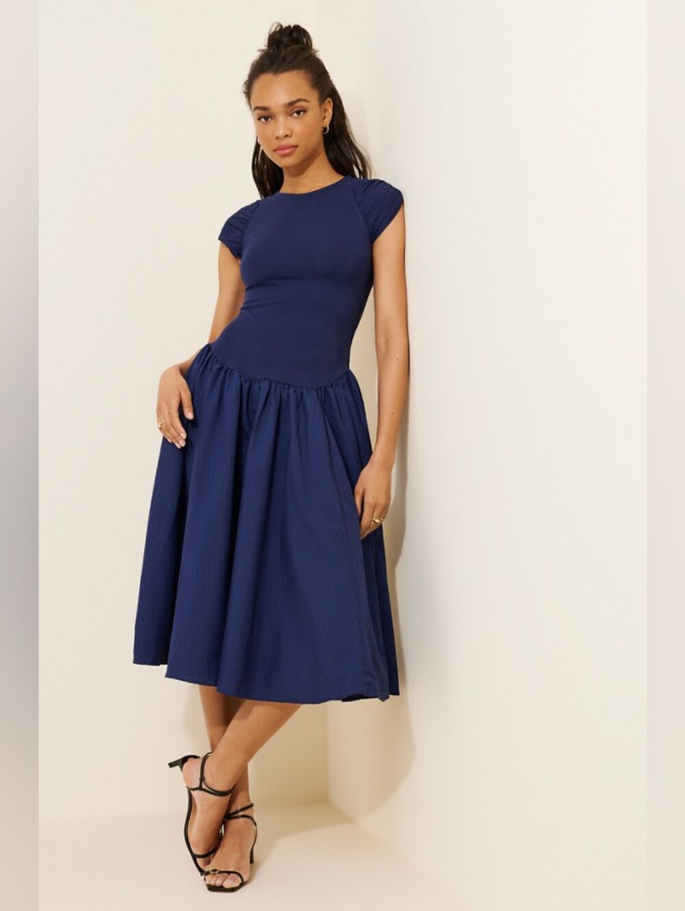 NWOT Free People Afternoon Elegance Midi Dress, Blue, Size Medium